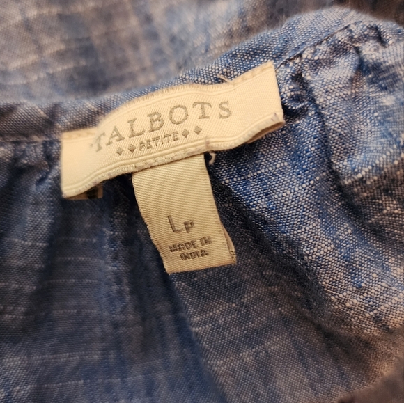 Talbots Blue Boho Blouse with Tassels - Picture 2 of 4